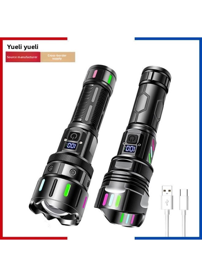 Generic - Zoom White Laser Flashlight Strong Light Explosion Bright Electric Color Fluorescent Emergency Tactical Flashlight Charging-Product Specifications:A08 Single White Laser Flashlight (battery Not Included) - Image 1