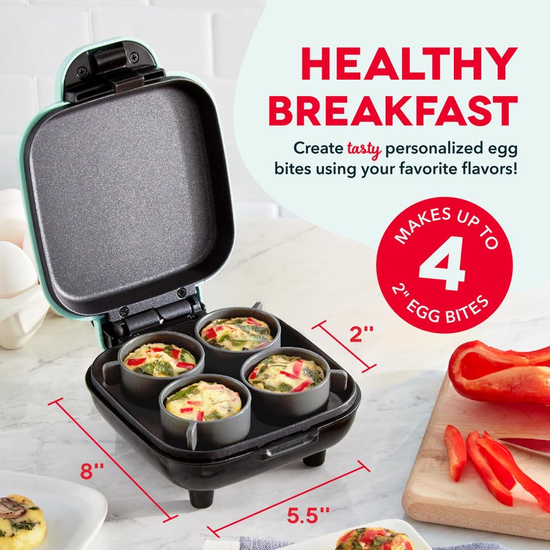 Dash Deluxe Egg Bite Maker - Electric Egg Bite Maker for Healthy Protein Snacks - Quick Cleanup, Space-Saving Design & Non-Slip Feet - 4 Servings, Aqua - Image 2