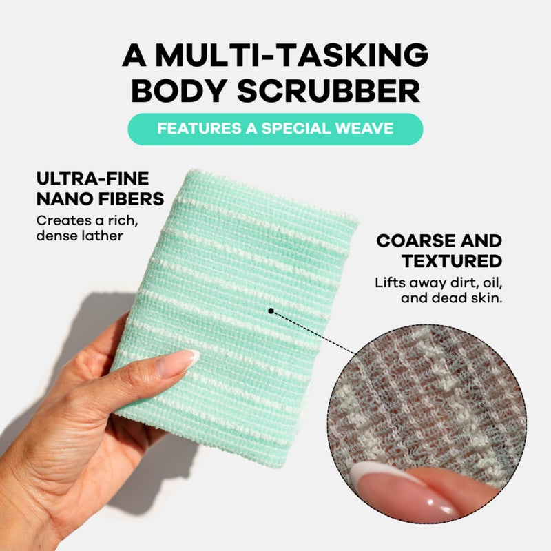 Dermasuri - Japanese Exfoliating Washcloth - Exfoliating Body Scrubber and Back Scrub, Exfoliating Shower Towel, Loofah Exfoliation, Removes Dry & Dead Skin, Wash Cloths for Showering - Image 2