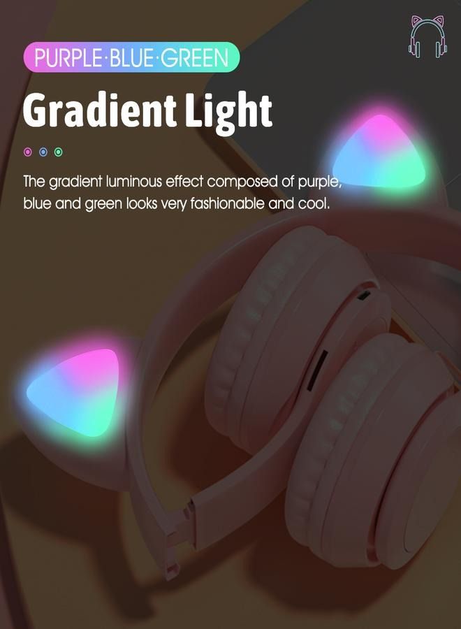 P47 Wireless Gaming Headset, Bluetooth 5.0 Cat Ear Headphones, Kids Headphones,LED Light Up Bluetooth Over Ear Headphones for Kids and Adults Wearing (BLUE) - Image 3