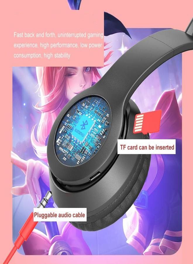P47 Wireless Gaming Headset, Bluetooth 5.0 Cat Ear Headphones, Kids Headphones,LED Light Up Bluetooth Over Ear Headphones for Kids and Adults Wearing (BLUE) - Image 5