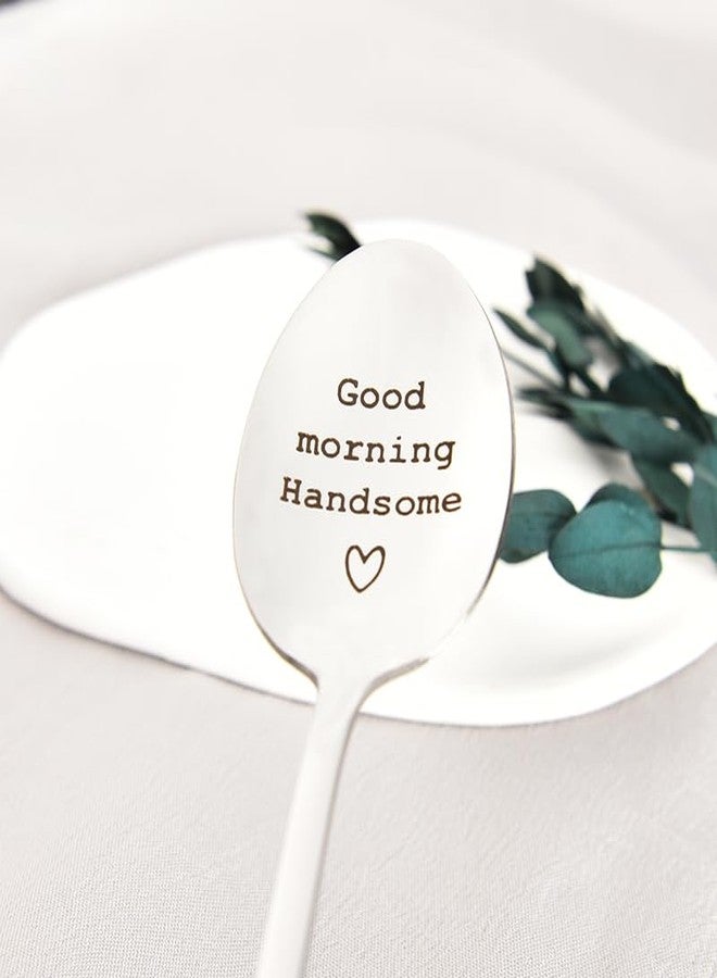 YangQian Anniversary Birthday Gifts for Him Husband Bf Good Morning Handsome Spoon Gift for Hubby Gifts for Boyfriend Christmas Gifts for Husbands Boyfriends Engraved Coffee Tea Lover Gifts - Image 4