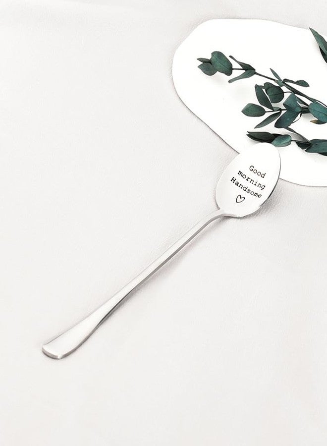 YangQian Anniversary Birthday Gifts for Him Husband Bf Good Morning Handsome Spoon Gift for Hubby Gifts for Boyfriend Christmas Gifts for Husbands Boyfriends Engraved Coffee Tea Lover Gifts - Image 5