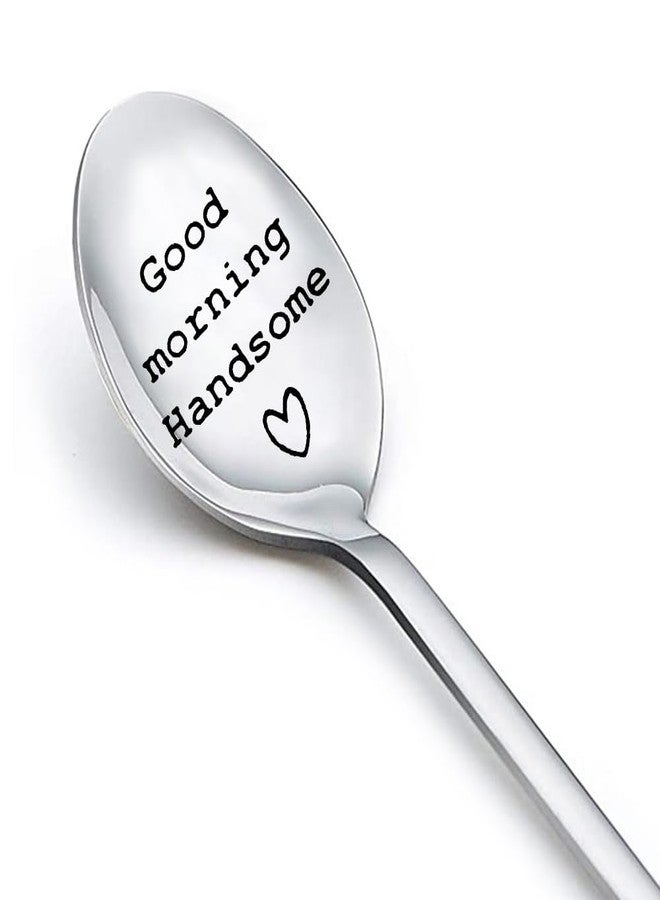 YangQian Anniversary Birthday Gifts for Him Husband Bf Good Morning Handsome Spoon Gift for Hubby Gifts for Boyfriend Christmas Gifts for Husbands Boyfriends Engraved Coffee Tea Lover Gifts - Image 1
