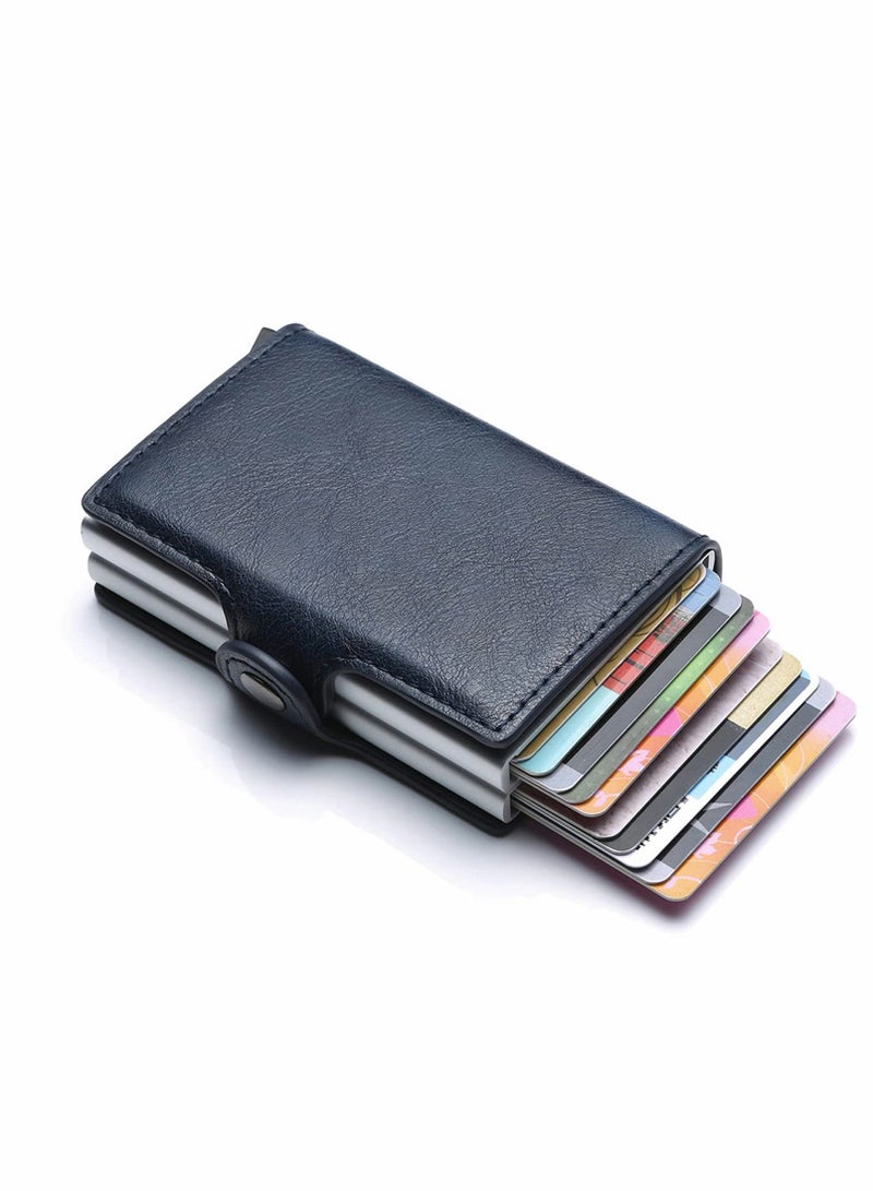 KASTWAVE Wallet for Men Credit Card Holder, Automatic Pop Up Wallet with RFID, Leather Slim Card Case Front Pocket Anti-theft Travel Thin Wallets, Metal Money Organizers for Women Up to Holds 14 cards+ Cash - Image 1