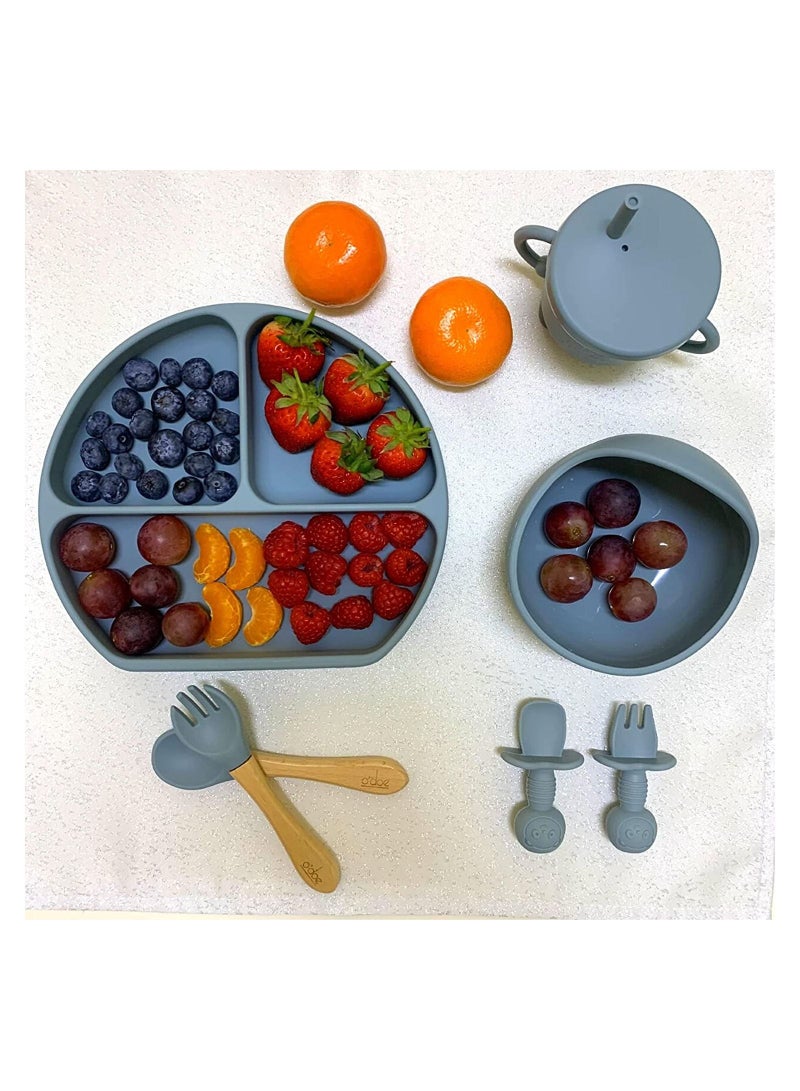 PLAY 17 Pieces Baby Feeding Silicon Utensils with suction including Spoons Bib Cup and Infant Suction Plate with Lid - Image 2