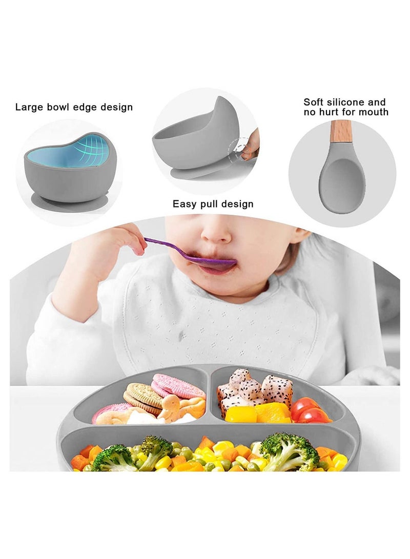 PLAY 17 Pieces Baby Feeding Silicon Utensils with suction including Spoons Bib Cup and Infant Suction Plate with Lid - Image 3