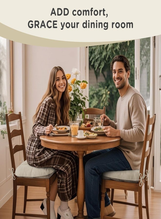 AddGrace Dining Chair Cushions Set of 4 Non-Slip Bottom Kitchen Chair Pads with Ties for Indoor Kitchen Furniture Comfy Soft Seat Cushions for Dining Room 18 x 16 x 3inch Cream - Image 5
