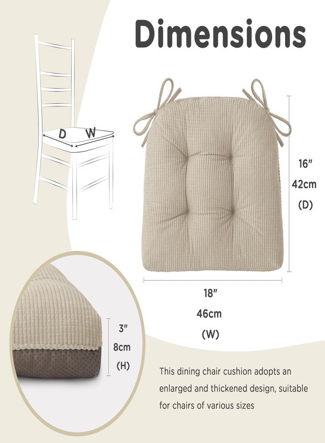 AddGrace Dining Chair Cushions Set of 4 Non-Slip Bottom Kitchen Chair Pads with Ties for Indoor Kitchen Furniture Comfy Soft Seat Cushions for Dining Room 18 x 16 x 3inch Cream - Image 2