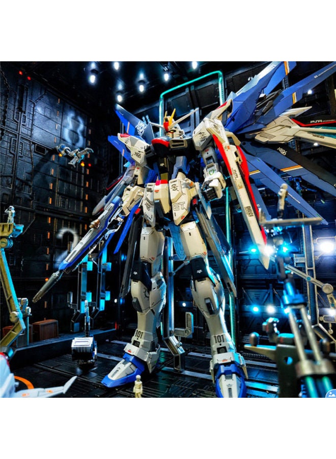 Gundam Model MG Attacks Free Light Wings Blue And Red Heretical Unicorn Destiny Big Class Assembled Mecha Hand-made Toy-Color:Sakura Newborn Strike 2.0 + Light Speed Gun + Shield Wings + Free Stand - Single Model + 3-piece Tools Set