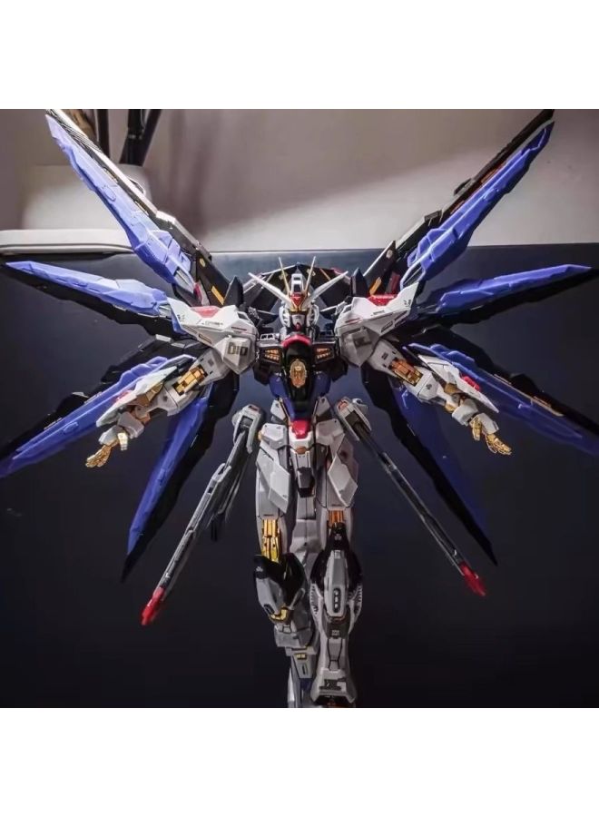Gundam Model MG Attacks Free Light Wings Blue And Red Heretical Unicorn Destiny Big Class Assembled Mecha Hand-made Toy-Color:Sakura Newborn Strike 2.0 + Light Speed Gun + Shield Wings + Free Stand - Single Model + 3-piece Tools Set