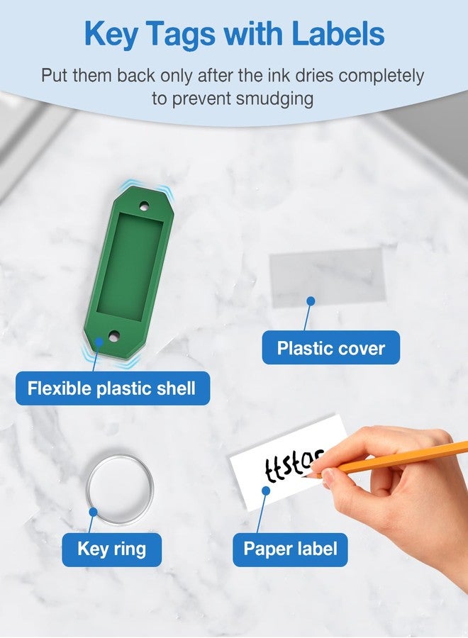 ttstar Hexagon Key Tags with Labels - 10 Pack Color-Coded Keychain Tags with Ring, Writable Label Window for Key Organization, ID and Name Tags for Home or Office - Image 5
