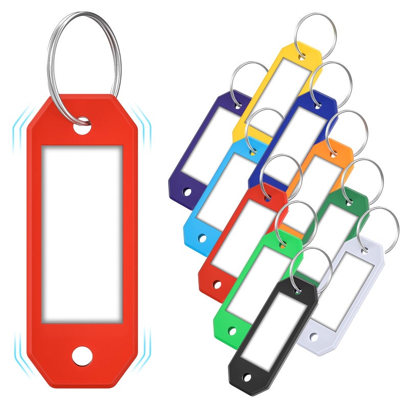 ttstar Hexagon Key Tags with Labels - 10 Pack Color-Coded Keychain Tags with Ring, Writable Label Window for Key Organization, ID and Name Tags for Home or Office - Image 1