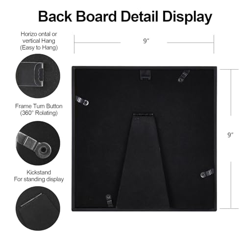 BKABOT 9x9 Picture Frame, Gold Metal Square Photo Frames with HD Glass, Fits 8x8 with Mat or 9 x 9 without Mat, Display for Wall and Table, 1 Pack - Image 3