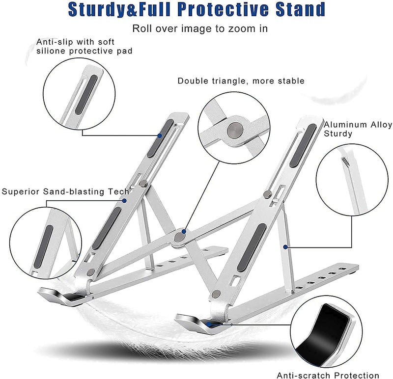 Fayby Adjustable Aluminum Laptop Computer Desktop Tablet Stand Ergonomic Design Laptop StandLaptop Holder RiserComputer Tablet Stand Multicolor - Image 4