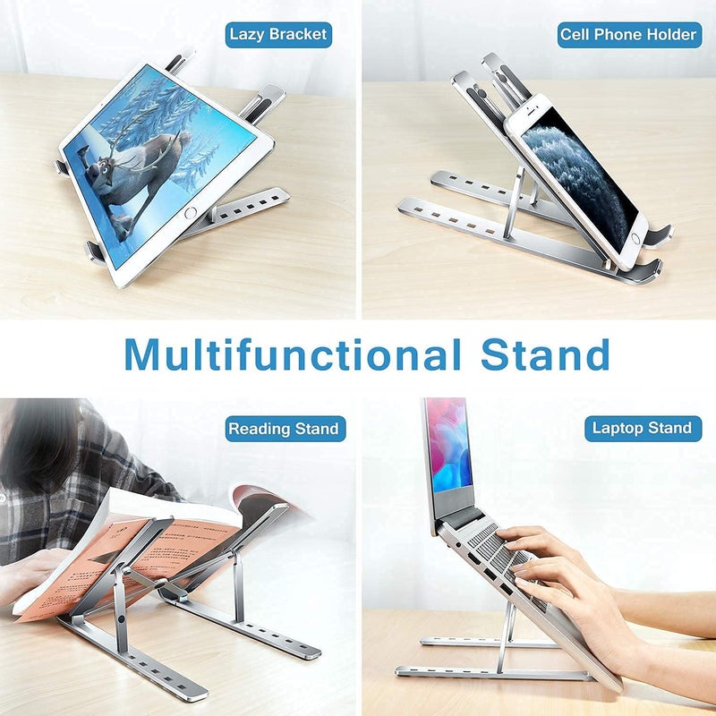 Fayby Adjustable Aluminum Laptop Computer Desktop Tablet Stand Ergonomic Design Laptop StandLaptop Holder RiserComputer Tablet Stand Multicolor - Image 3