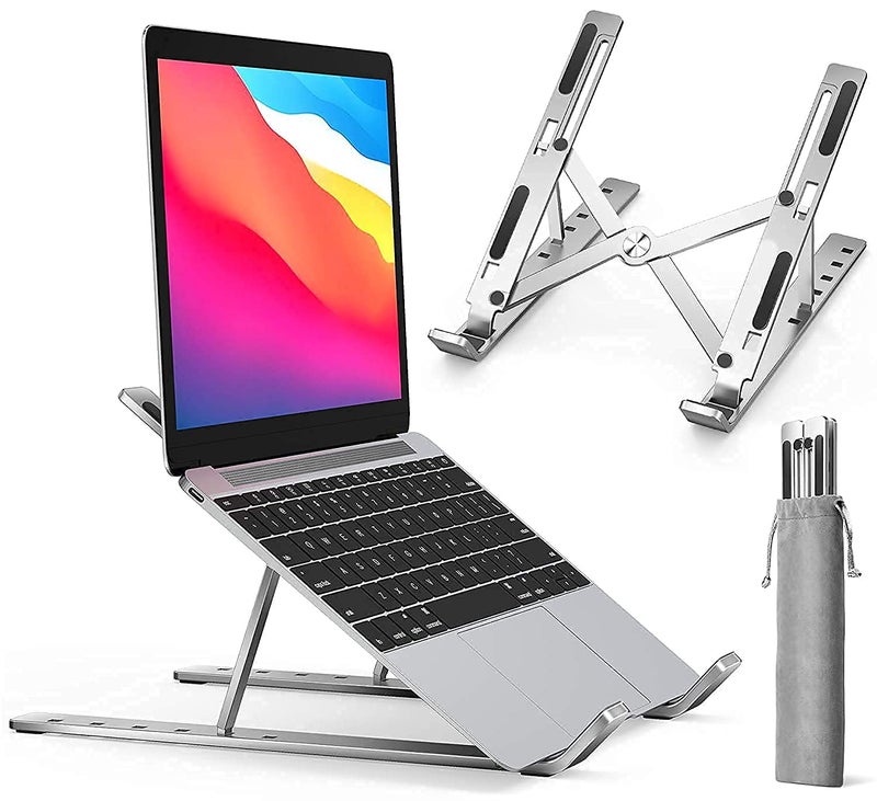 Fayby Adjustable Aluminum Laptop Computer Desktop Tablet Stand Ergonomic Design Laptop StandLaptop Holder RiserComputer Tablet Stand Multicolor - Image 1