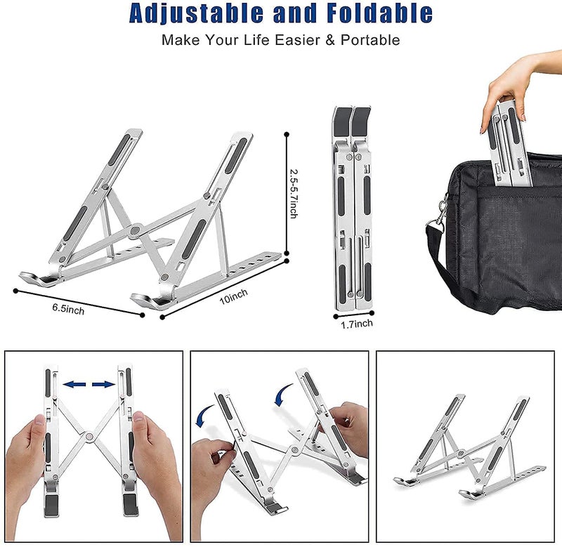 Fayby Adjustable Aluminum Laptop Computer Desktop Tablet Stand Ergonomic Design Laptop StandLaptop Holder RiserComputer Tablet Stand Multicolor - Image 2