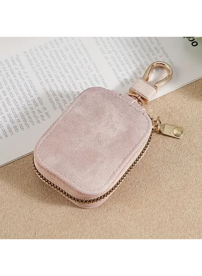 Light Pink Faux Leather AirPods Case Shockproof Protective Cover With Zipper - Image 1