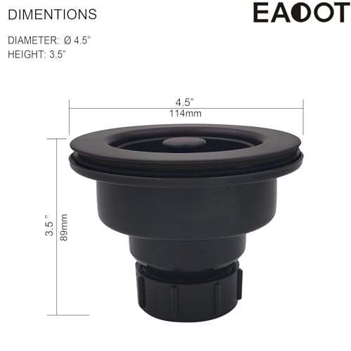 EADOT Black Polymer Drain Kitchen Sink Drain Assembly with 2 Removable Basket Strainers and Rubber Stopper for 3.5-Inch Drain Openings, Matching Color of Quartz Granite Sinks - Image 3