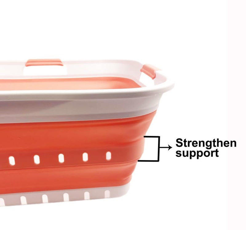 SAMMART 42L (11 gallon) Collapsible Plastic Laundry Basket - Foldable Pop Up Storage Container/Organizer - Space Saving Hamper/Basket (1, White/Quartz Pink) - Image 5
