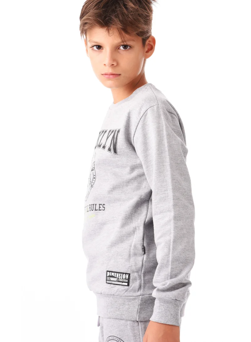 URBASY Urbasy Kids 100% Cotton Full Sleeves Sweatshirt with Joggers Set - GREY