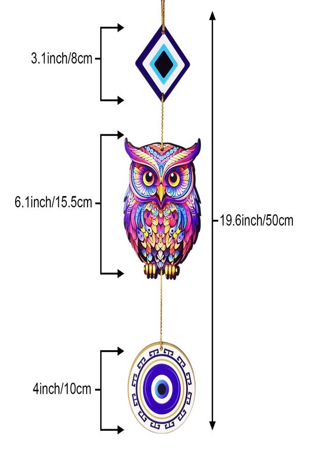 Ascension Owl Evil Eye Hanging for House Positive Vibes Wooden Evil Eye Wall Art Hanging For Wall Decor In Bedroom, Office, Kitchen Modern Artworks Wall Decor Items Door Entrance Decorative Hangings (Owl Evil Eye Hanging) - Image 3