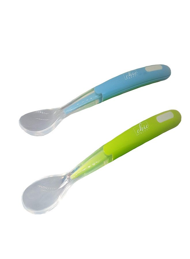 Chic Buddy Ultra Care Soft Tip And Easy Grip Silicone Baby Spoon Set, Bpa-Free - Led Weaning Spoon - Spoon Set For Kids,Silicone Spoon For Baby,Gentle On Gums, Easy-To-Hold,, 17 Cm - Image 1
