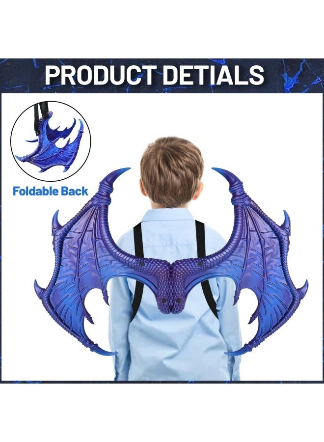 CCOVERY Dragon Costume Wing Dinosaur Tail Mask Dragon Cosplay Dinosaur Costume Set for Kids Children, Blue - Image 4