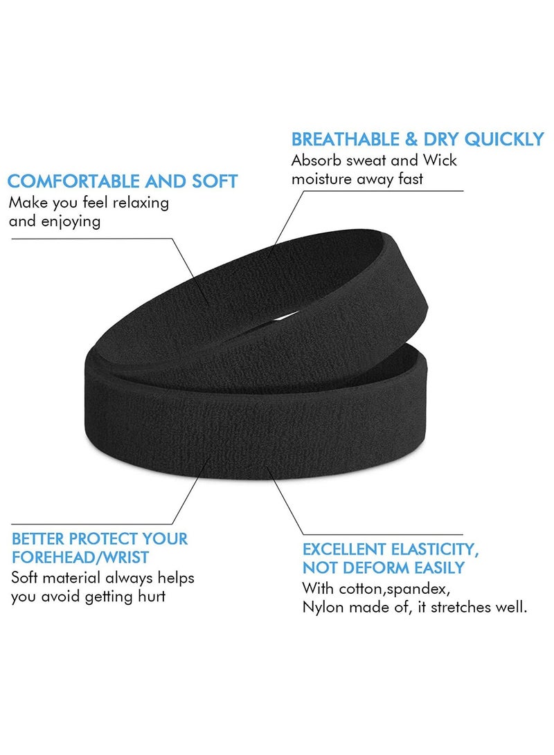 KASTWAVE Sweatbands Sports Headband for Men & Women - Moisture Wicking Athletic Cotton Terry Cloth Sweatband for Tennis, Basketball, Running, Gym, Working Out  - Image 2