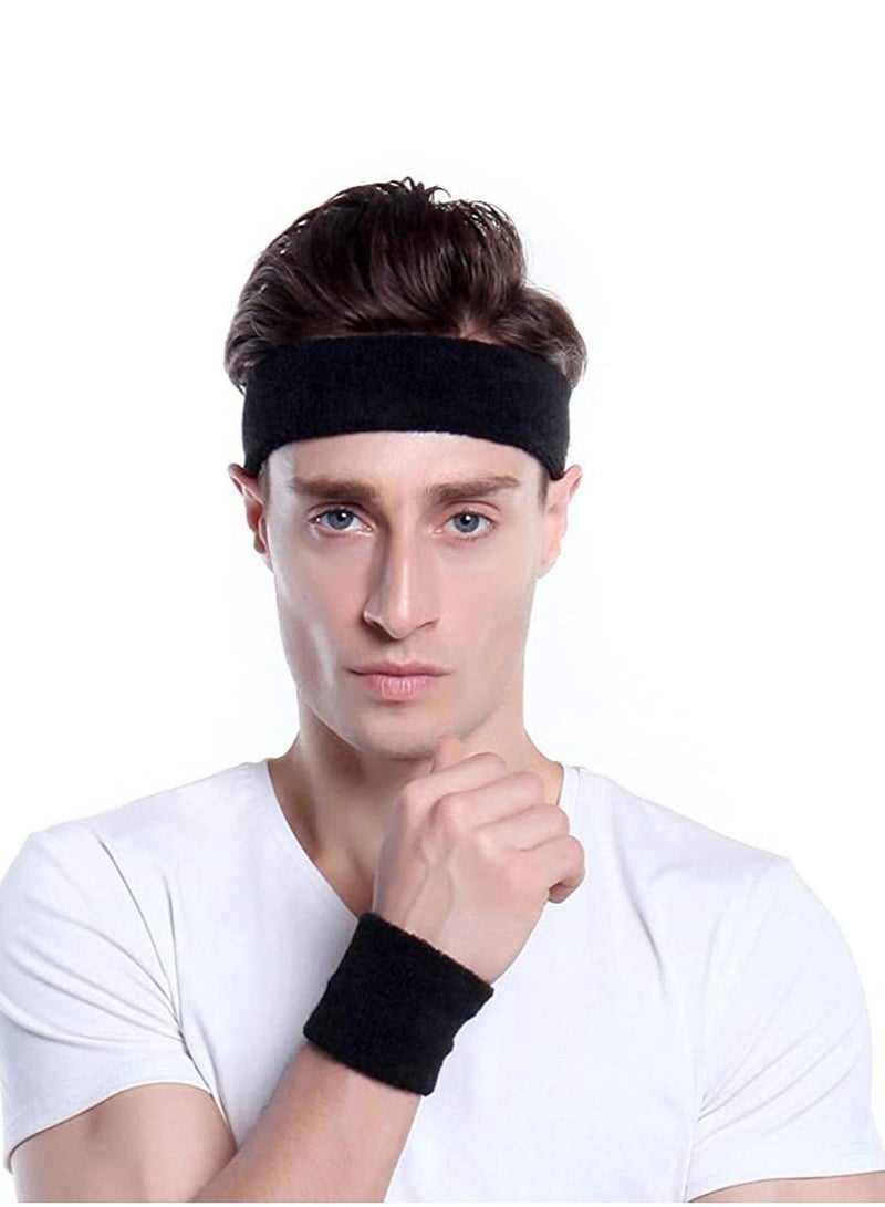 KASTWAVE Sweatbands Sports Headband for Men & Women - Moisture Wicking Athletic Cotton Terry Cloth Sweatband for Tennis, Basketball, Running, Gym, Working Out  - Image 5