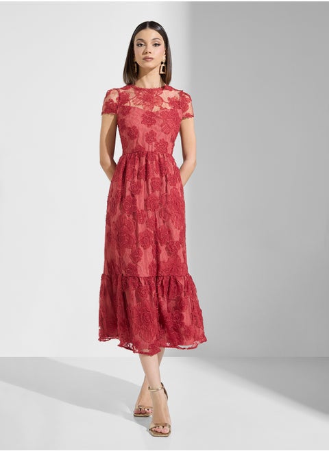 Floral Lace Midi Dress