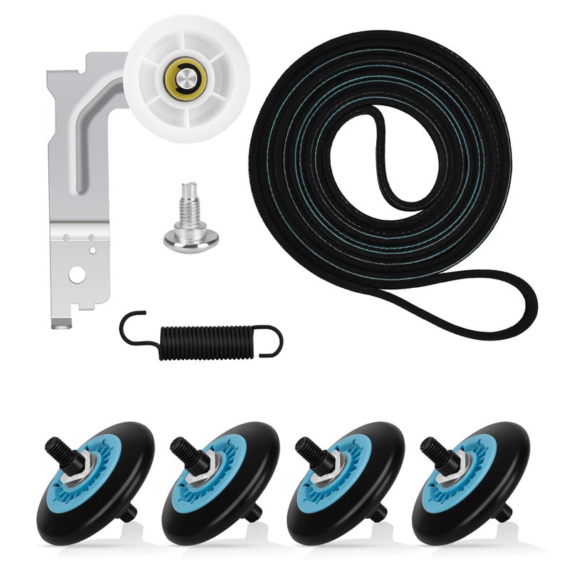 Upgraded Dryer Parts for Samsung Dryer Roller Replacement Kit DC9716782A 6602001655 Dryer Belt DC9300634A Idler Pulley Compatible with Samsung DV45H7000EWA2 DV42H5000EWA3 Dryer by NISHCON
