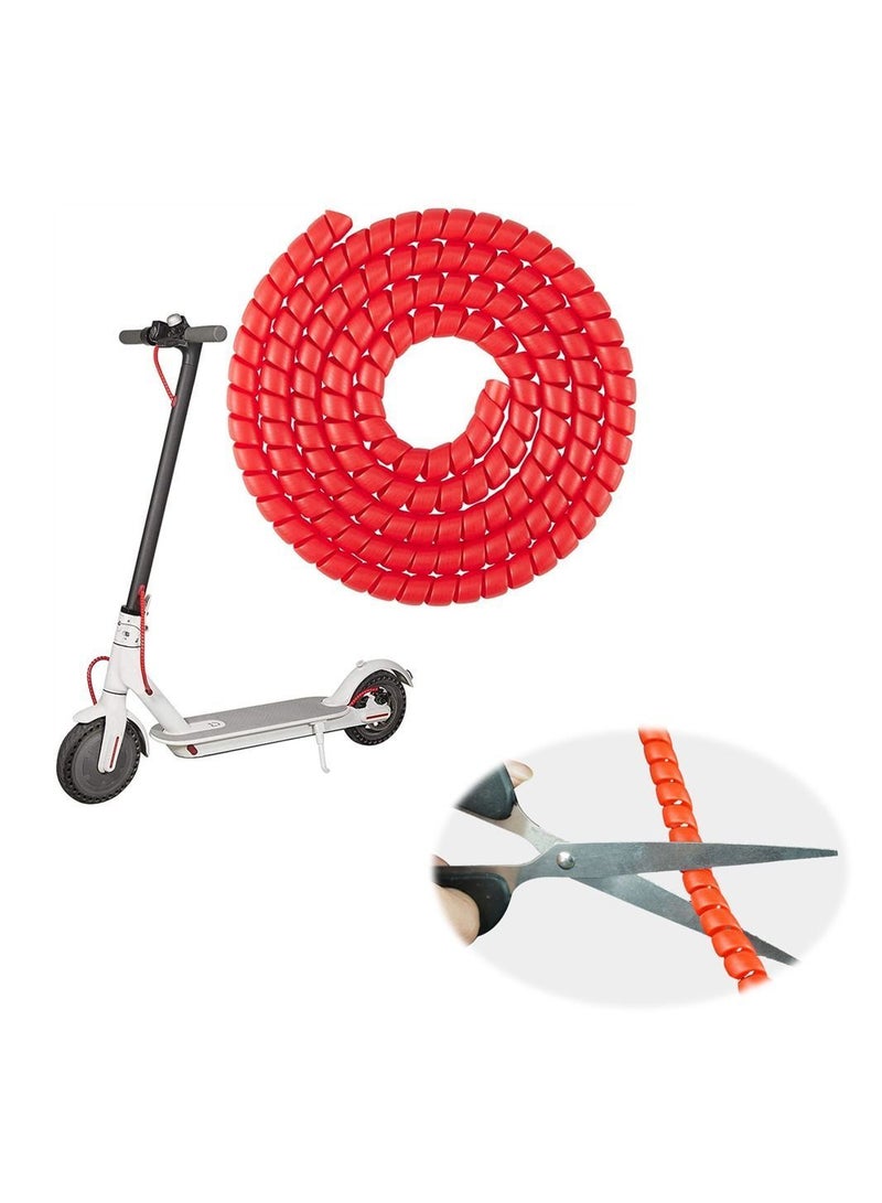 Y&D Spiral Cable Wrap, Brake Line Tube Housing Protector Cover Wire Wrap Cord Wear Resistant Winding Pipe Flame Retardant Compatible with M365 Electric Scooter Red  - Image 1