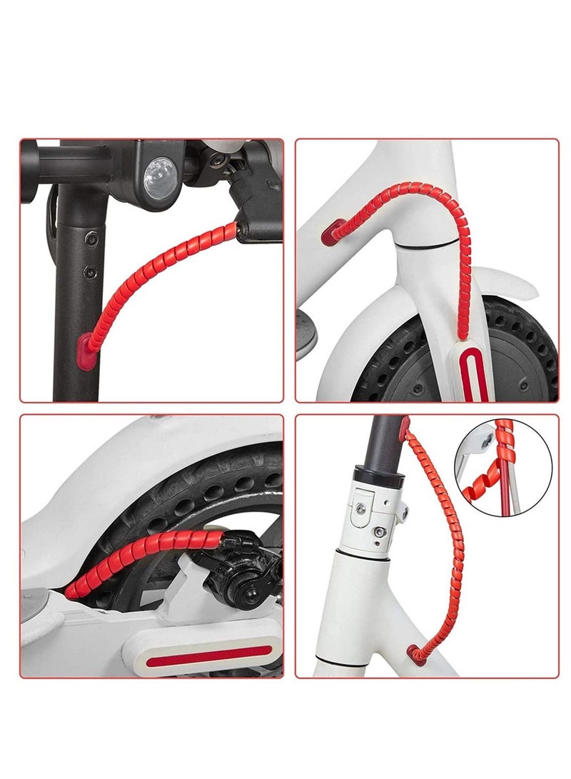 Y&D Spiral Cable Wrap, Brake Line Tube Housing Protector Cover Wire Wrap Cord Wear Resistant Winding Pipe Flame Retardant Compatible with M365 Electric Scooter Red  - Image 3