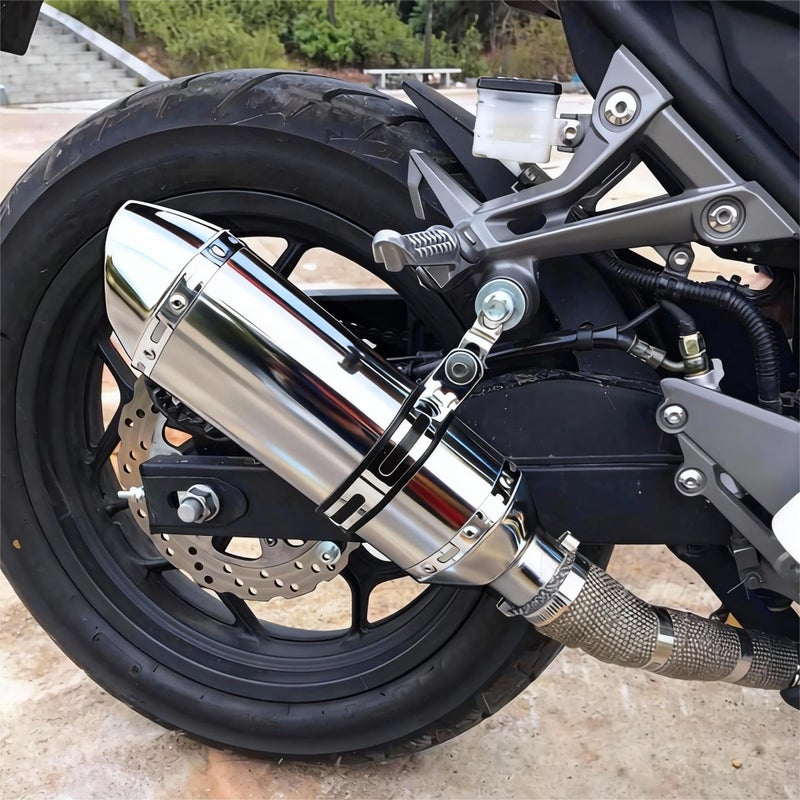 PACEWALKER Motorcycle Slip On Muffler, 1.5-2" Universal Motorcycle Exhaust with Removable DB Killer for Street/Sport Motorcycles and Scooters, Dirt Bike ATV Street Bike 38-51mm Inlet(Plating) - Image 4