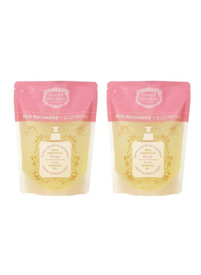 PANIER DES SENS Rose Liquid Hand Soap Refills Liquid Marseille Soap Made In France 97% Natural 2X 169Floz/500Ml  - Image 1