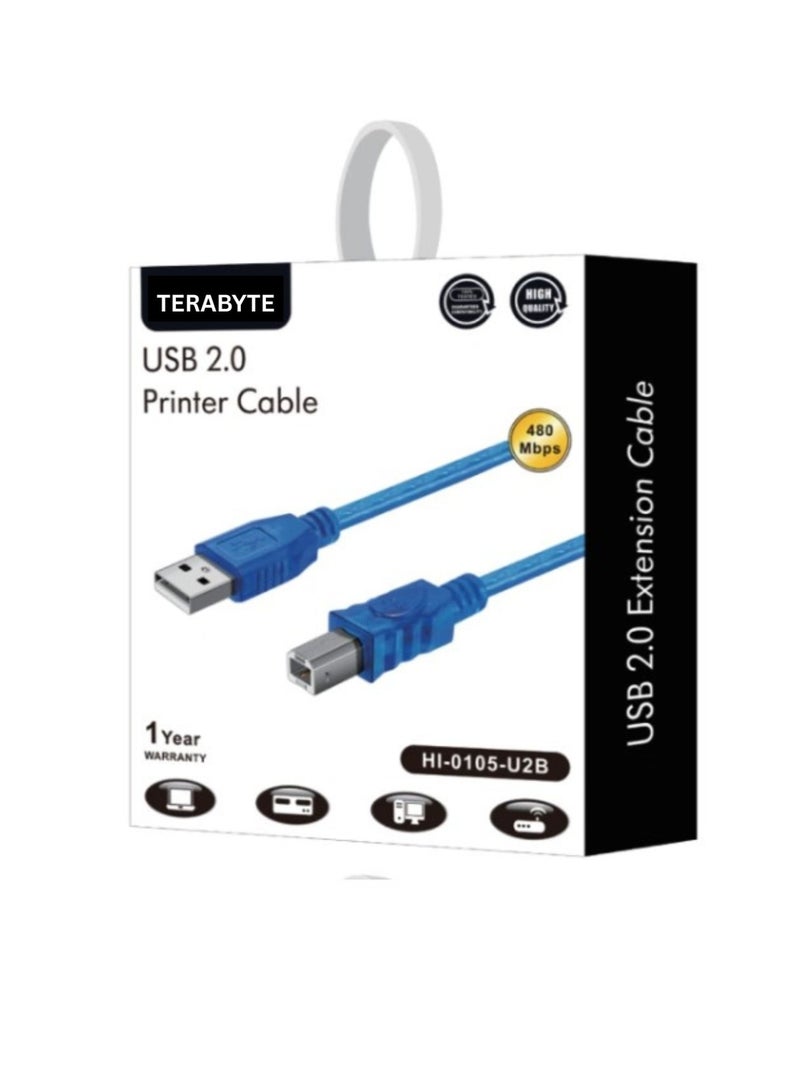 USB 2.0 A-B CABLE BLUE 1.5M