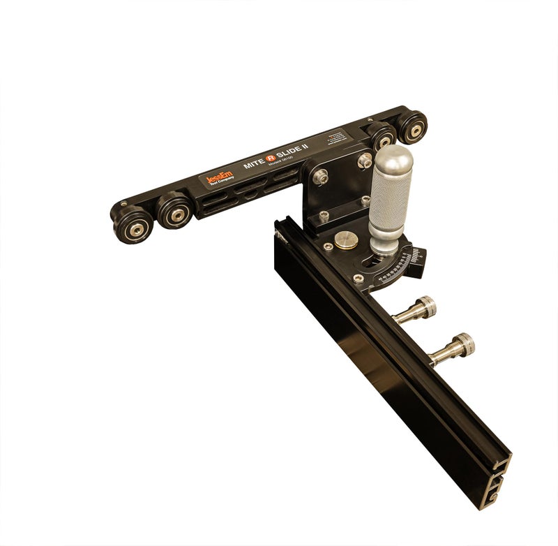 JessEm 06100 Miter Slide II for Router Tables Precision Miter Slot Accessory for Woodworking Dual Aluminum Tracks for Sleds Jigs Fixtures Smooth Glide Easy Installation Durable Build