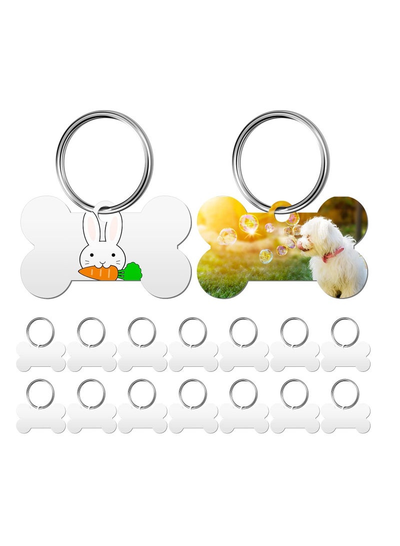 Excefore Sublimation Blank Dog Tags, Aluminum Dog ID Tags, Bone Shaped Pet Name Tags, Double Sided Dog Collar Tags with 20PCS Key Rings for Dogs and Cats - Image 1