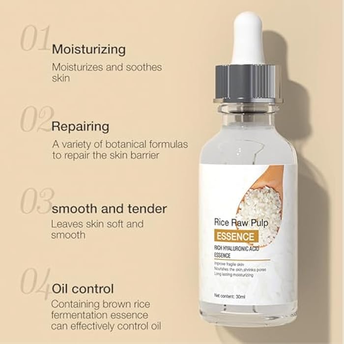 Rosarden Rice Serum for Face, 2Pcs Rice Raw Pulp Serum, Deep Moisturizing Nourish Dry Skin, Shrink Pores, Smooth Fine Line, Hydration & Plump, Control Oil, Natural Extracts Lightweight Texture, Fast Absorption - Image 2