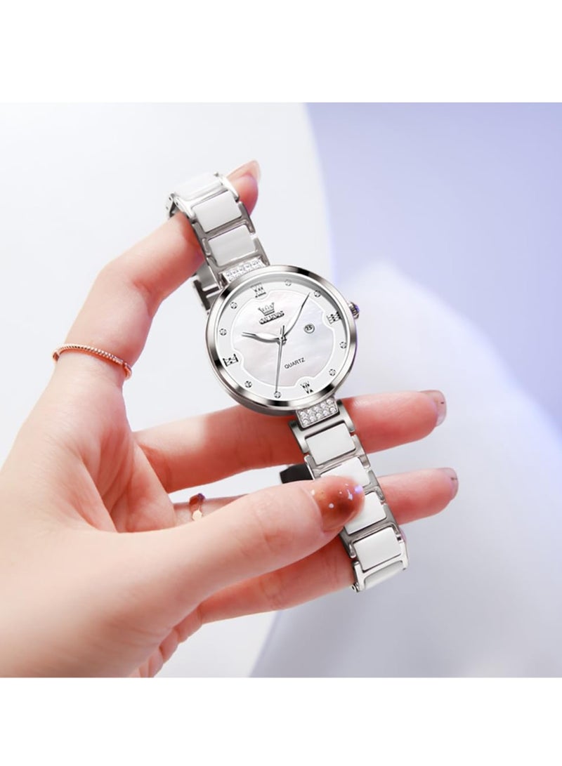 أوليفز ساعة OLEVS النسائية المصنوعة من السيراميك والكوارتز 5589 - Image 4