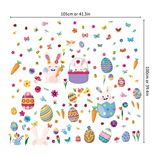 WALPLUS 150 Pcs Happy Bunnies Easter Glass Window Clings Wall Decals Stickers Egg Hunt Easter Decoration Party Wall Decals Ornaments Holiday Home Office Decor - Image 5