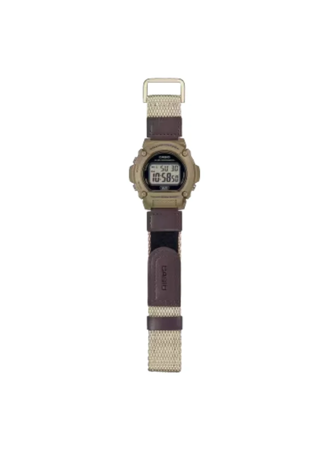 كاسيو Men's Digital Display Watch With Brown Cloth Strap - W-219HB-5AVDF