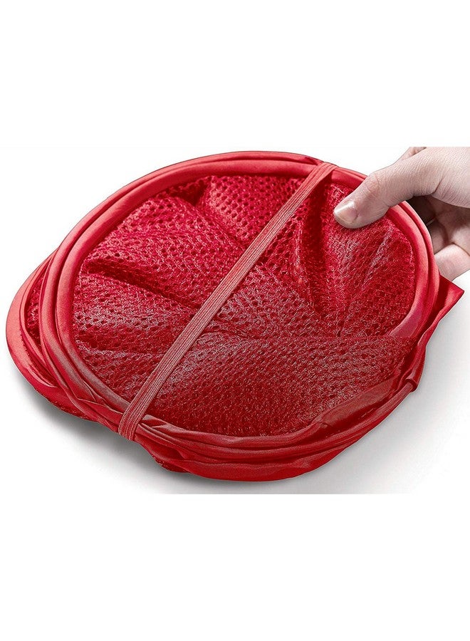 DurReus Portable Large Rectangle Laundry Basket with Carry Handles Big Heavy Duty Pop Up Nursery Clothes Hamper Folding Mesh Room Organizer Storage Red - Image 5