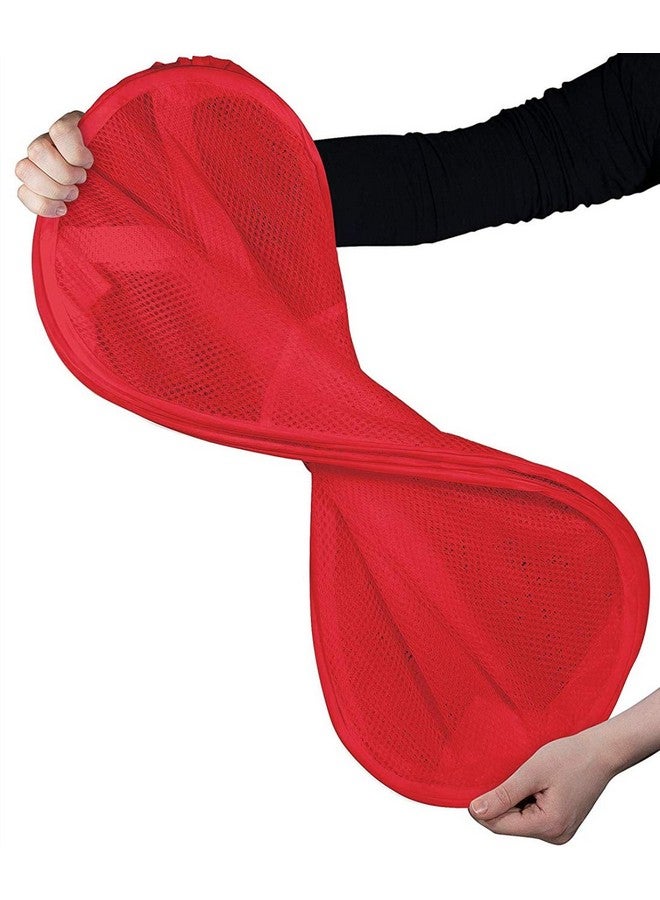 DurReus Portable Large Rectangle Laundry Basket with Carry Handles Big Heavy Duty Pop Up Nursery Clothes Hamper Folding Mesh Room Organizer Storage Red - Image 4