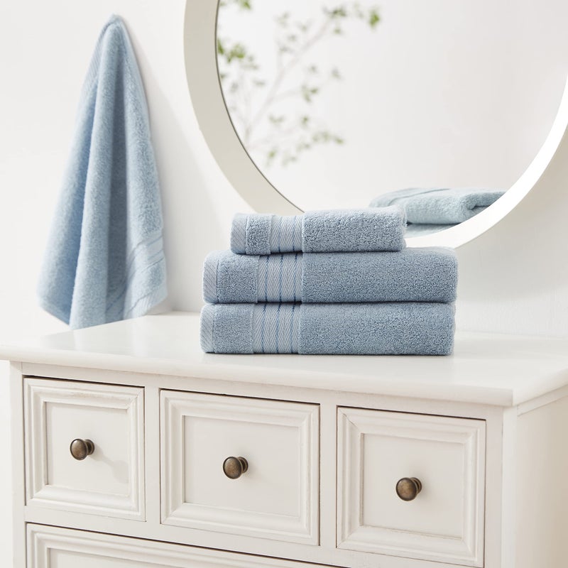 COZYART Light Blue Towel Sets for Bathroom 6Pcs, Turkish Cotton Bath Towel Set Soft Highly Absorbent and Durable 650 GSM Luxury Bathroom Sets with 2 Bath Towels, 2 Hand Towels, 2 Washclothes - Image 5