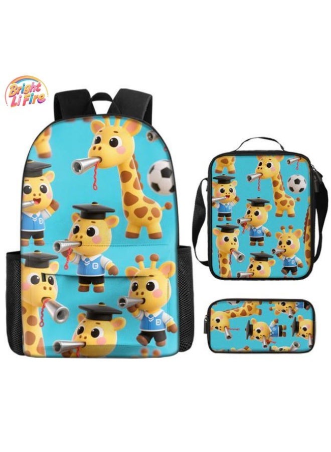 Unlock the new fashion of childish fun! Three-piece set of bags, cartoon elements for children and teenagers (students, children, friends' outings, mountain climbing, schooling, etc. can be used) - 35
