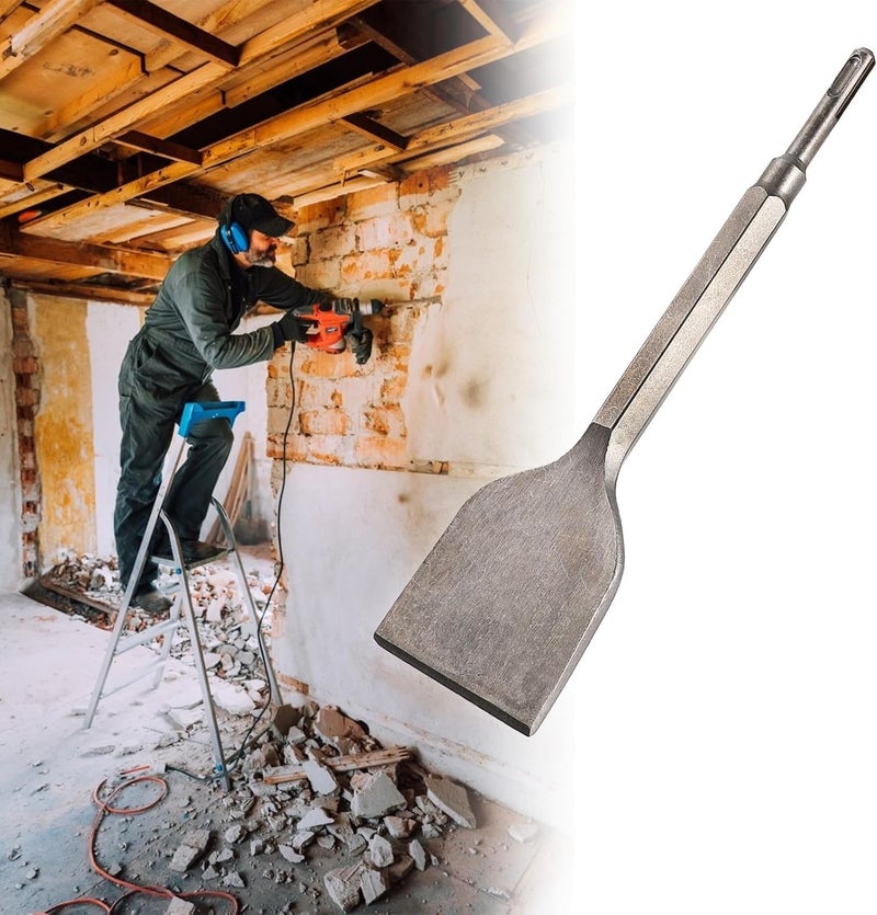 Beavorty Wide Bent Tile Chisel for Hammer Drill Masonry Chisel for Brick and Concrete with 17mm round Shank 280mm Length Suitable for Electric Hammer Use - Image 3