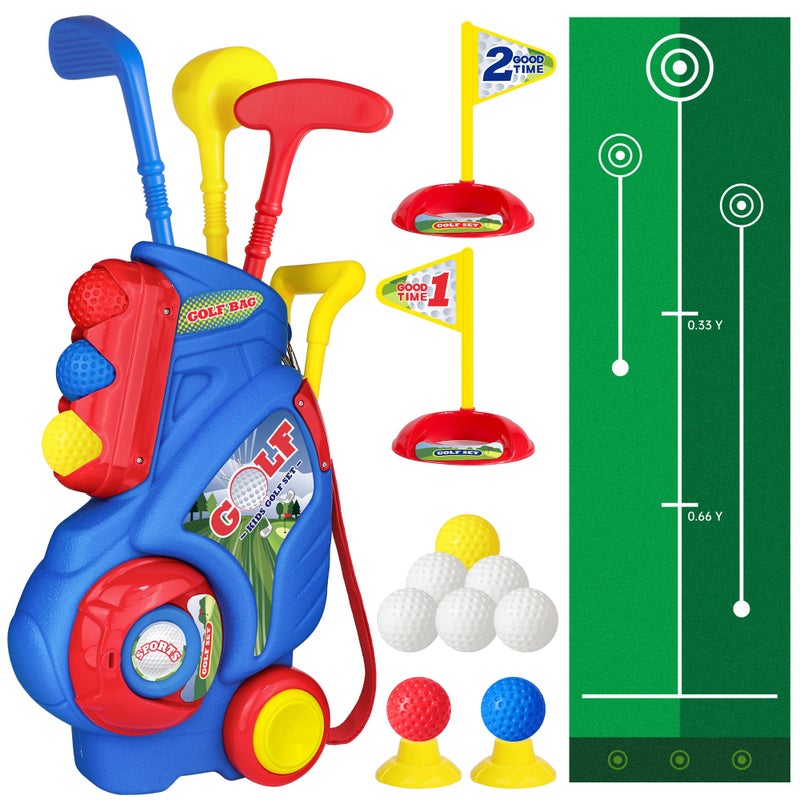 Jovizo Toddler Golf Set for Boys Girls 1 2 3 4 Years Old Kids Golf Clubs Set with Cart Putting Mat Outdoor Indoor Sports Toys Birthday Gift Blue - Image 3
